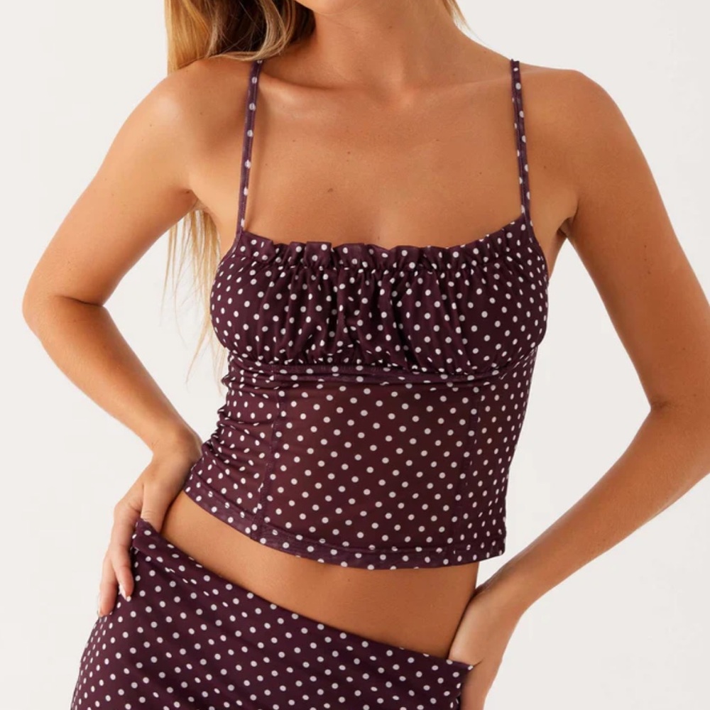 Peppermayo Buffy Top Burgundy Polka Dot - Picture 6 of 8